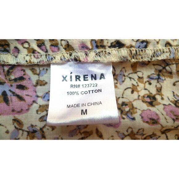 XIRENA Beau Button Down Oversized Boyfriend Shirt Top Ivy Vines Tan S $180 - Picture 10 of 16